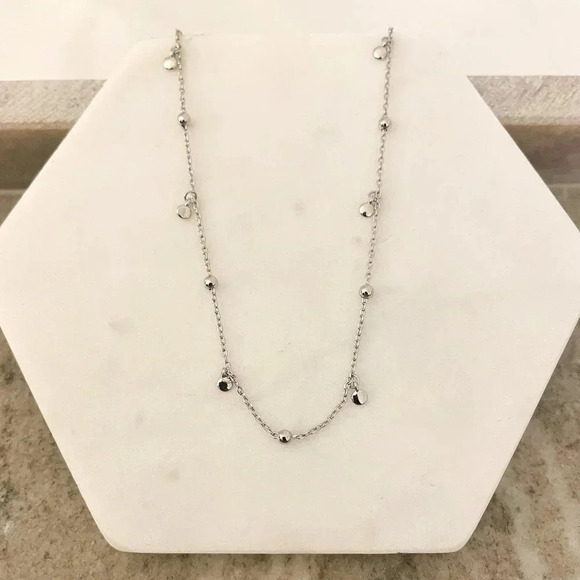 925 Sterling Silver Dainty Bead Necklace Satellite Chain Choker Necklace - Picture 2 of 7